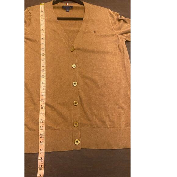 Tommy Hilfiger Camel Brown Cotton Button-Up Cardigan Sweater Women’s Size Large - Picture 7 of 9